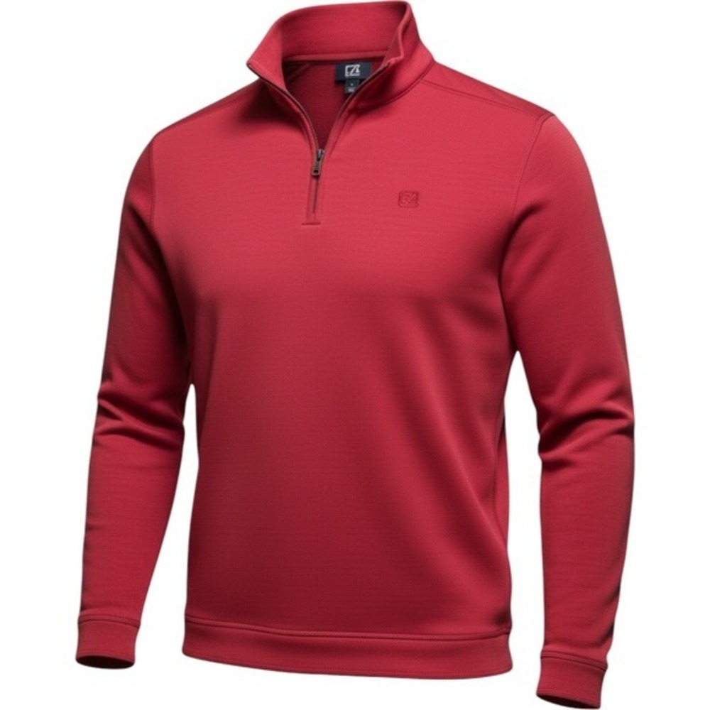 Cutter & Buck Mens Red Peruvian Pima Cotton Quarter Zip Sweater Large